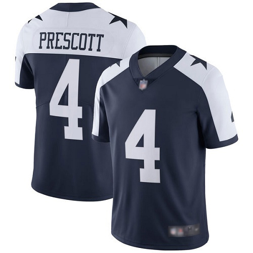 Men Dallas Cowboys Limited Navy Blue Dak Prescott Alternate #4 Vapor Untouchable Throwback NFL Jersey->youth nfl jersey->Youth Jersey